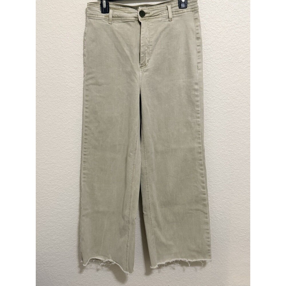 Oat New York Distressed Raw Hem Jeans Beige High Waist 10 30